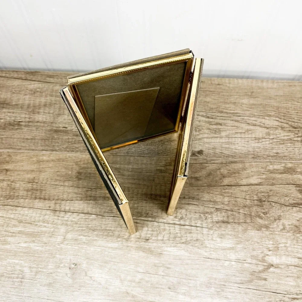 Foldable Brass MCM Photo Frame - Vintage 5x7 Inch